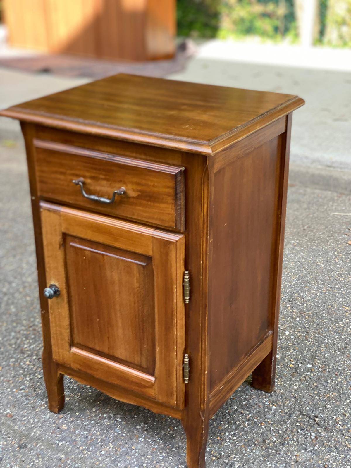 Louis XV wooden chest of drawers and bedside table