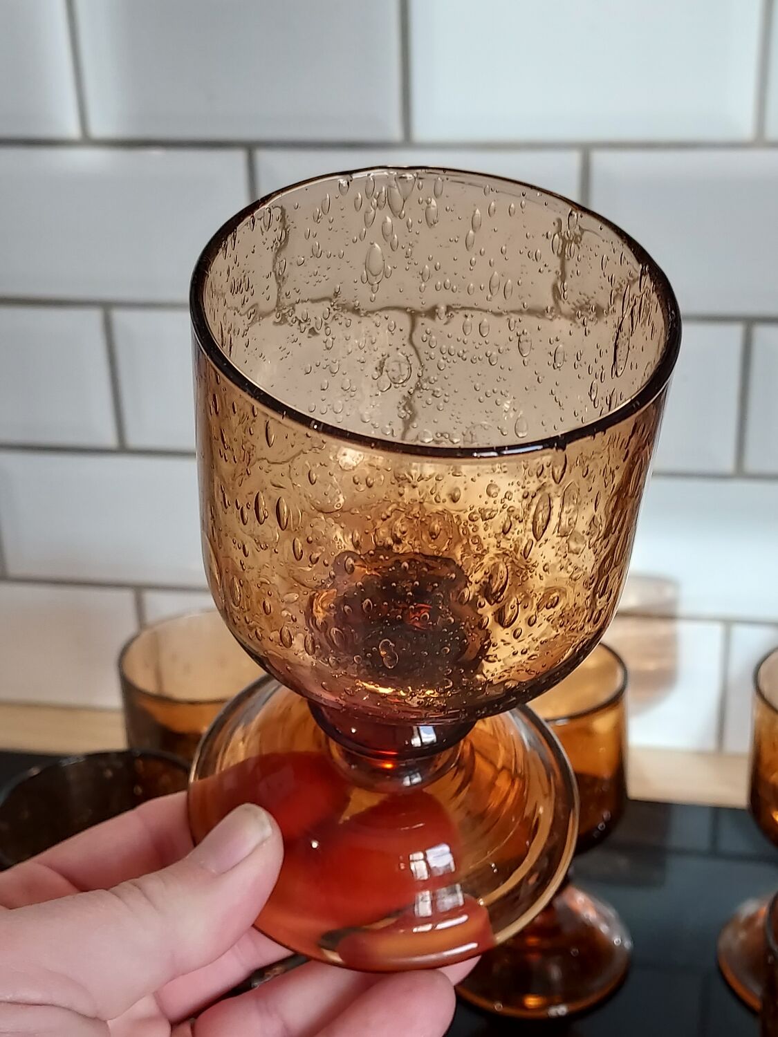 6 glasses with Biot stemmed