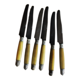 Lot 6 knives Ferrules flower shell blade bakelite steel