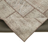 Handwoven oriental overdyed 202 cm x 297 cm brown patchwork carpet