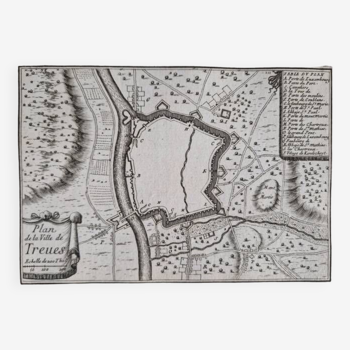 17th century copper engraving "Plan of the town of Treves" By Sébastien de Pontault de Beaulieu