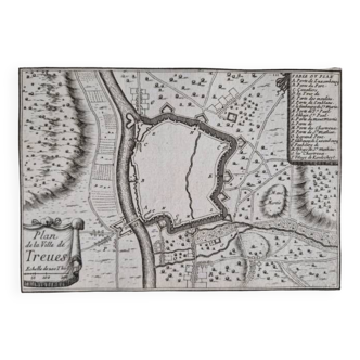 Gravure sur cuivre XVIIème siècle "Plan de la ville de Treves" Par Sébastien de Pontault de Beaulieu