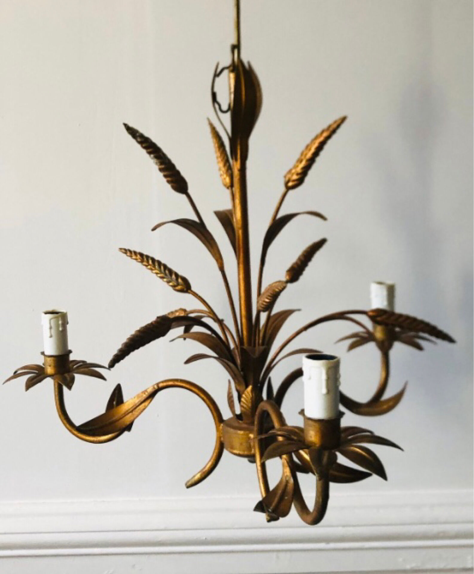 Florentine chandelier in wheat ear style by Hans Kögl Hollywood Regency