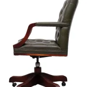 Chesterfield Green tufted Leather desk chair by Wade England 1960s