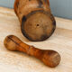 Ancient mortar and pestle, solid wood