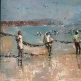 Oil on canvas with a knife