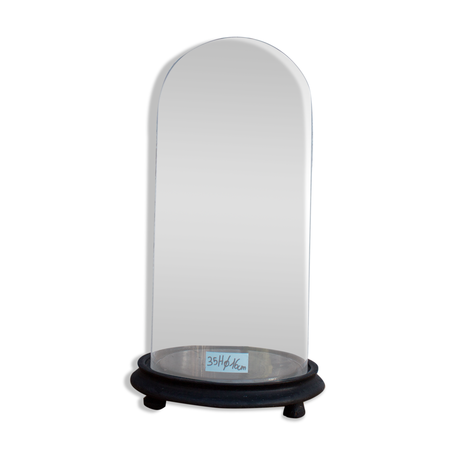 Antique round glass globe 35 cm high