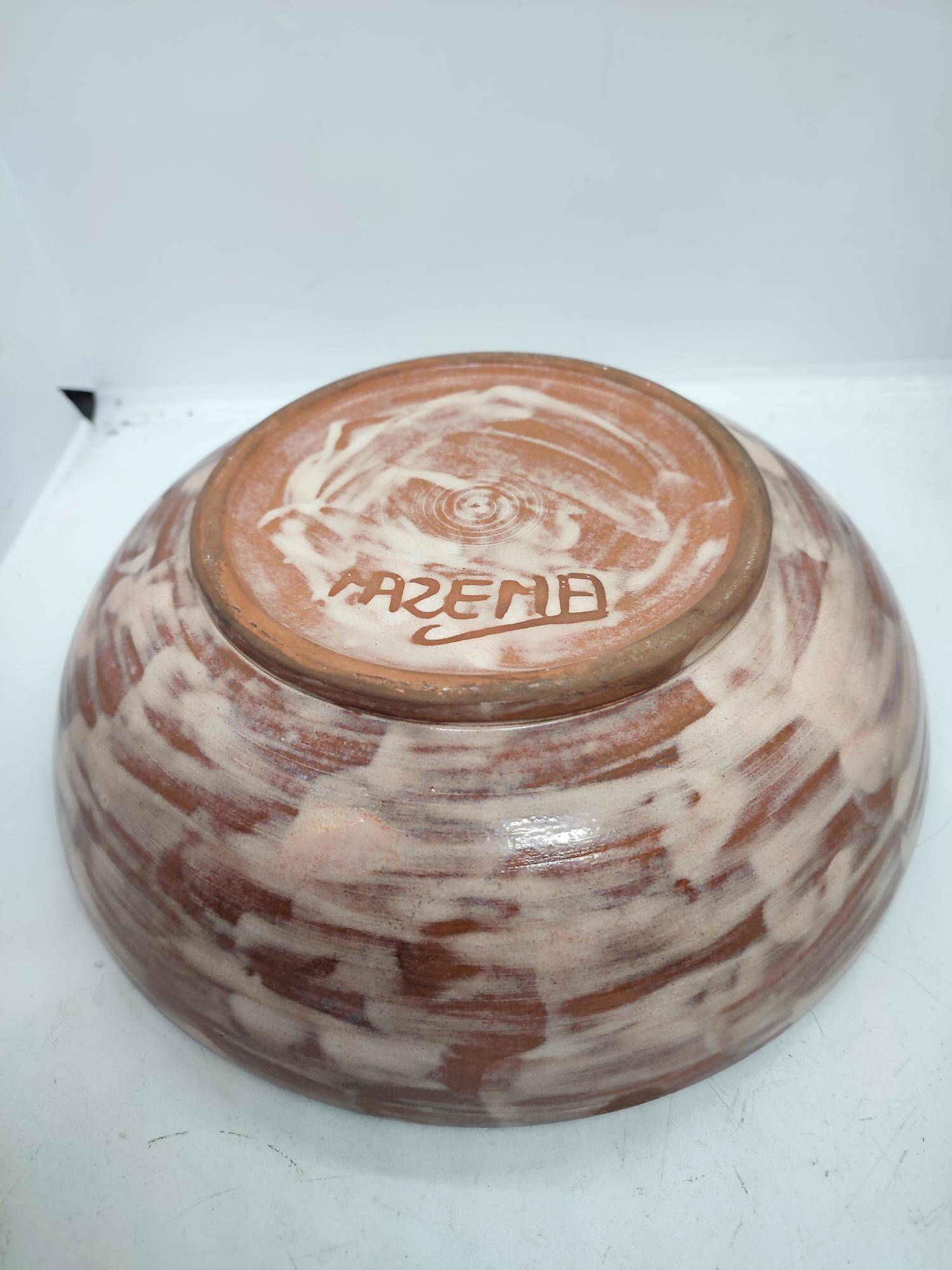 Large enameled floral decoration bowl dating from the 1970s signed martine azema in good condition