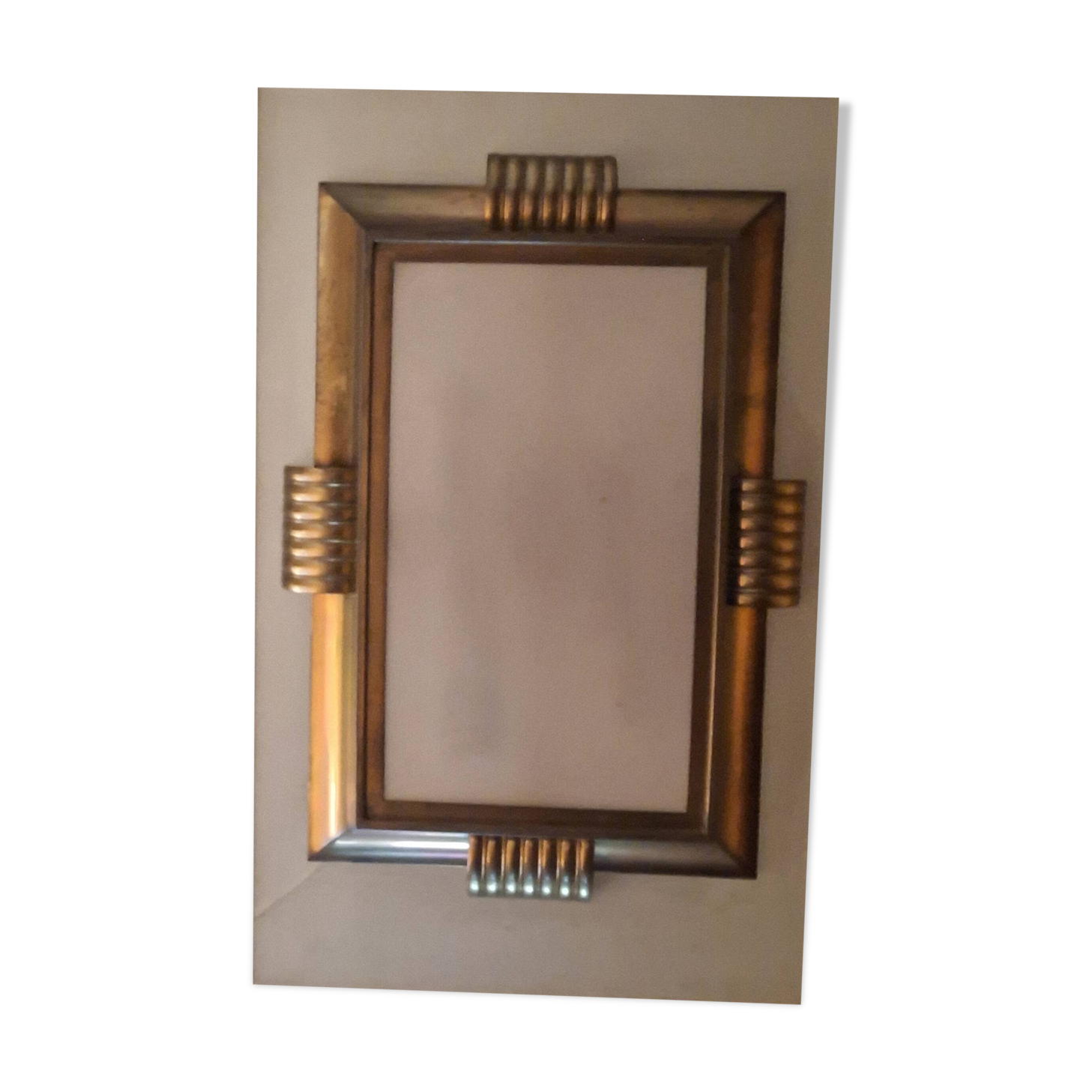 Brass and rectangular glass chandelier, 1940s vintage.