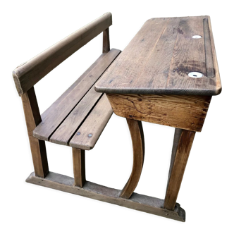 Pupitre d'écolier vintage en bois enfant