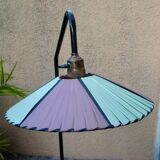 Lampadaire en métal noir, abat-jour mauve et vert, 1960