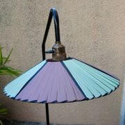 VINTAGE FLOOR LAMP 1960 PURPLE AND GREEN LAMPSHADE