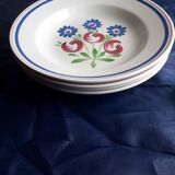 4 hollow plates in opaque porcelain from Gien model Orleans diam 22.5 cm