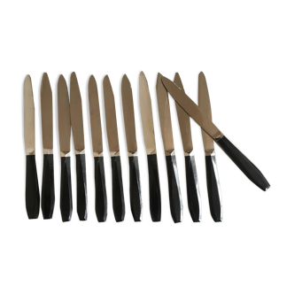 Set of 12 fruit knives in black bakelite