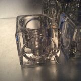 Set 4 vintage candlesticks  moulded glass cubes 70