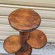 Turned wooden gueridon side table, solid turned, Charles Dudouyt style, 1960.
