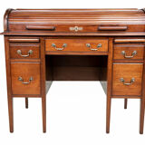 Edwardian tambour roll top mahogany desk