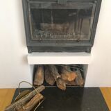Log holder basket for brass fireplace