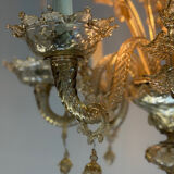 Venetian glass chandelier from Murano, green, circa 1920.
