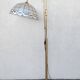 Mid Century Modern brass floor lamp with Capiz shell shade 1970s