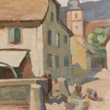 Huile sur panneau ancienne signée Marthe Debes