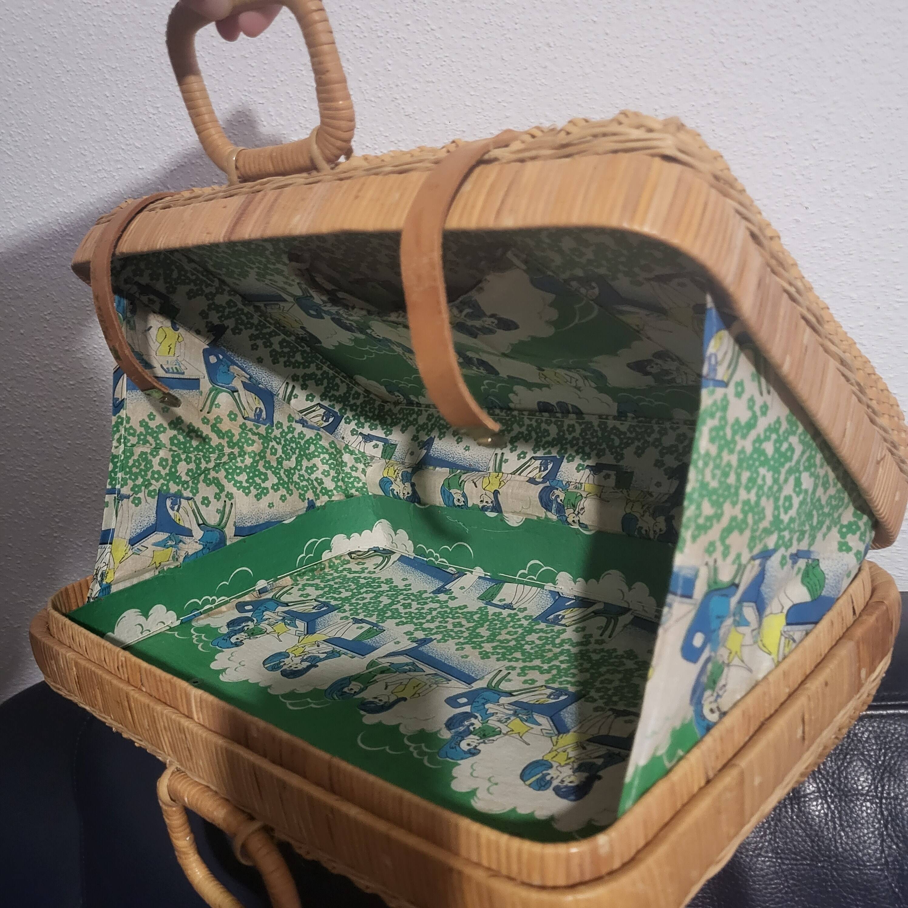 Rattan and wicker suitcase