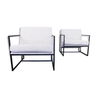 Pair of handmade industrial iron armchairs from the 1970s vintage antique modern antique