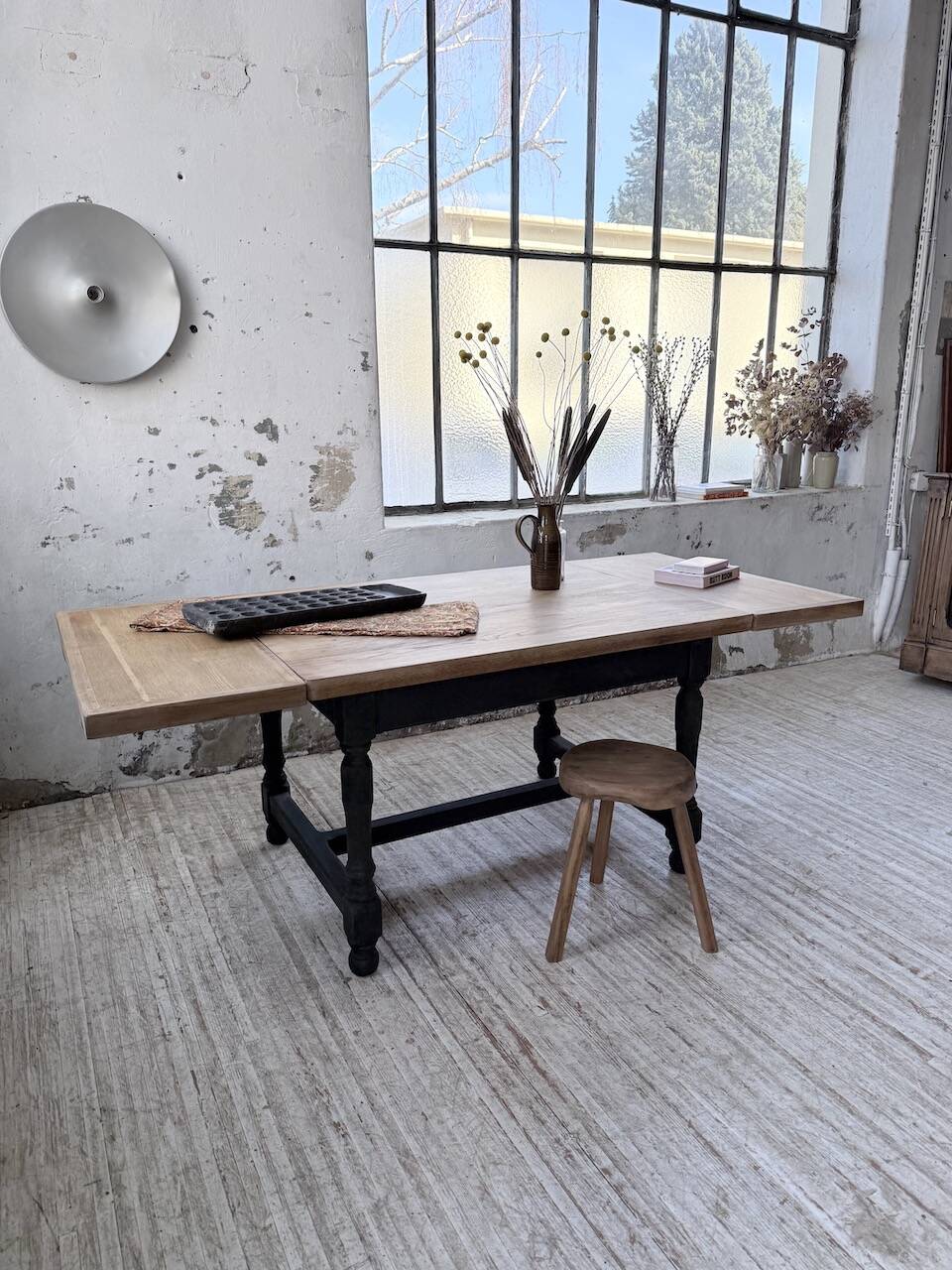 Table de ferme en chêne avec rallonges