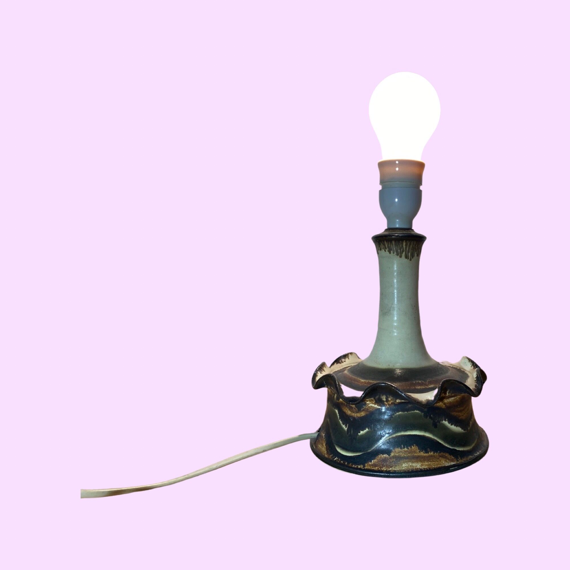 70s jette helleroe table lamp - danish pottery artist - handmade in denmark - vintage ceramic light