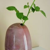 Pebble-shaped ceramic vase, signed