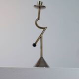 Vintage postmodern sculptural candlestick in chrome brass from the 1980s.
