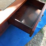 Walnut and rattan coffee table