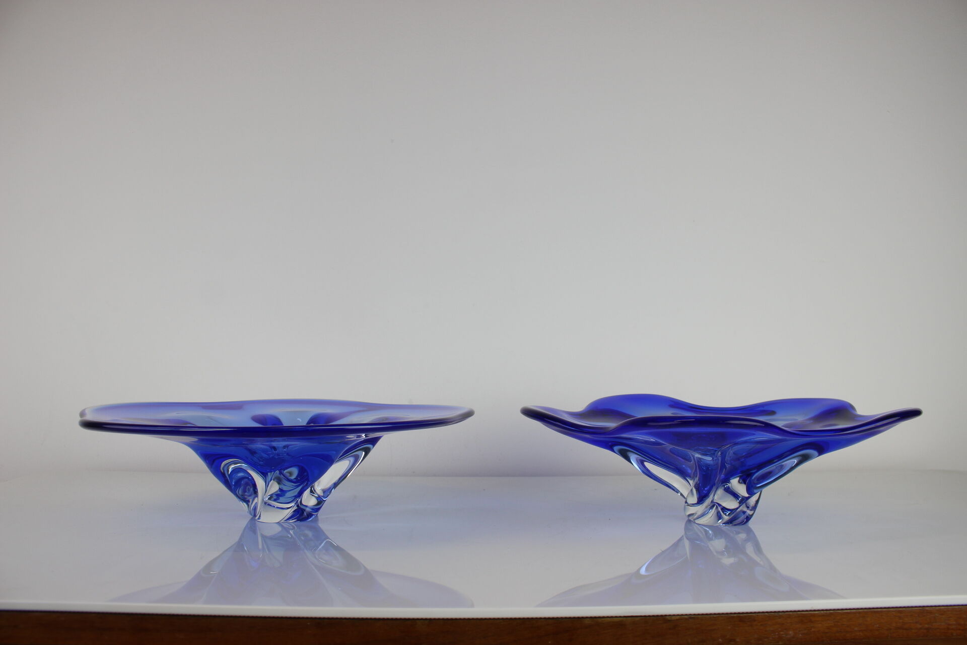 Set of 2 Art Glass Bowls by Josef Hospodka for Chribska Glassworks, 1960's