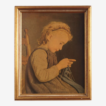 Painting „The Portrait of the Girl”, Scandinavian design, 19th century, by Albert Anker