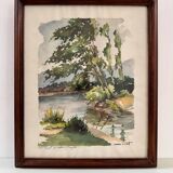 Original watercolor signed Douet (20th century)