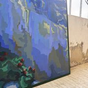 Peinture XL jarre bleue Saunière Audouze