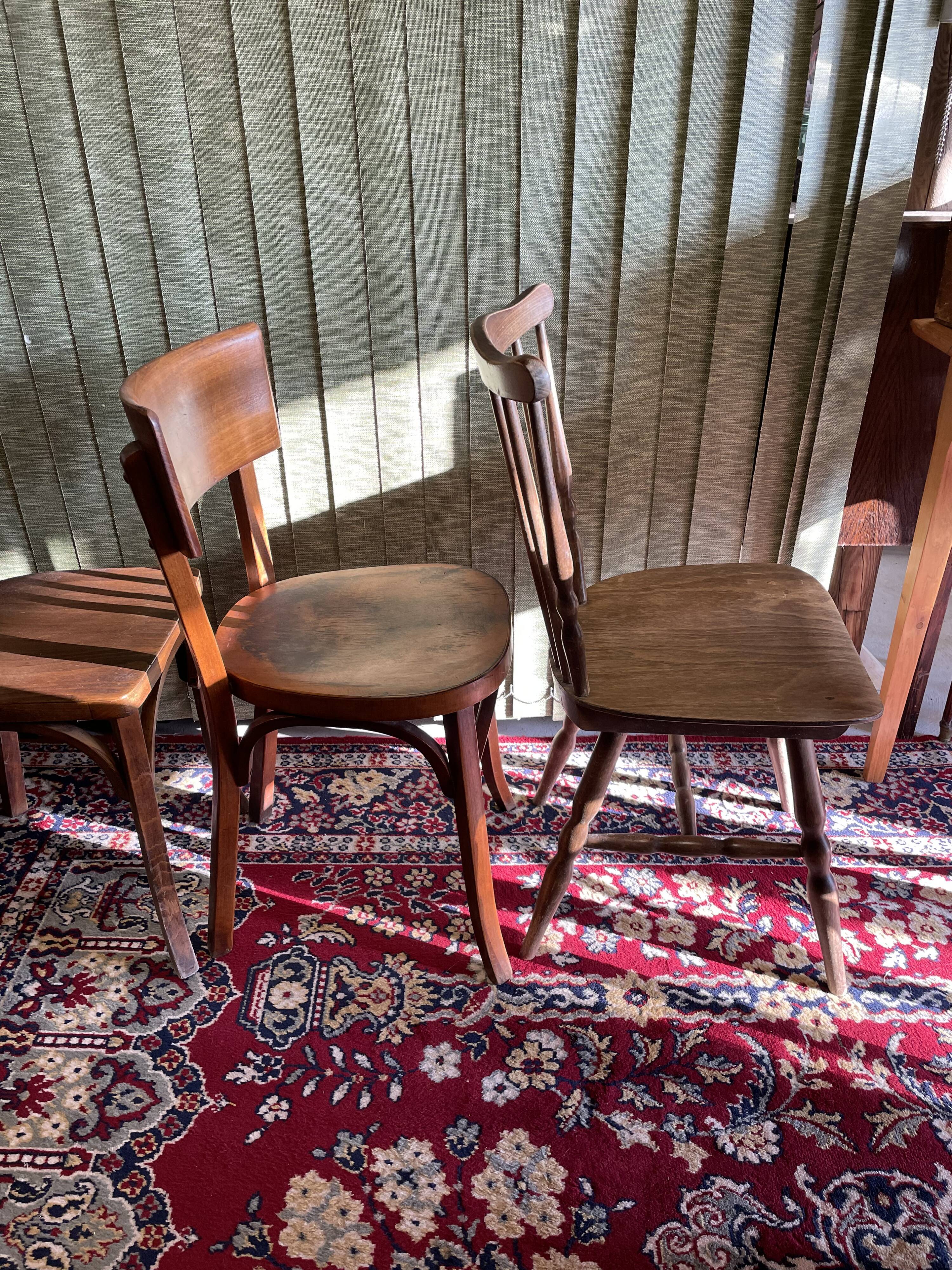 Set 4 vintage mismatched bistro chairs 50
