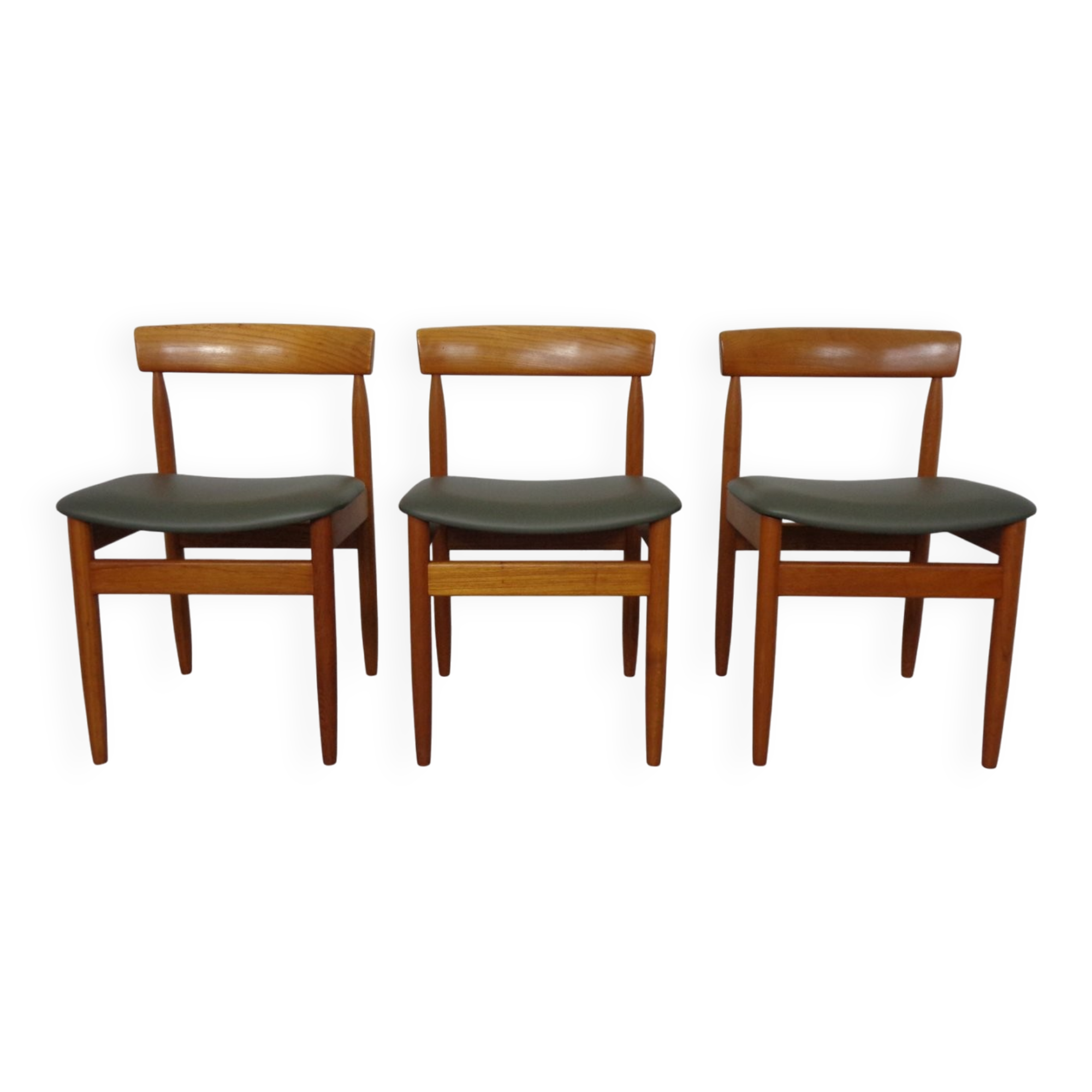 Dining chairs in teak and leather by Farsø Stolefabrik, 1960s, set of 3.