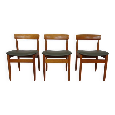 Dining Chairs in Teak and Leather by Farsø Stolefabrik, 1960s, Set of 3