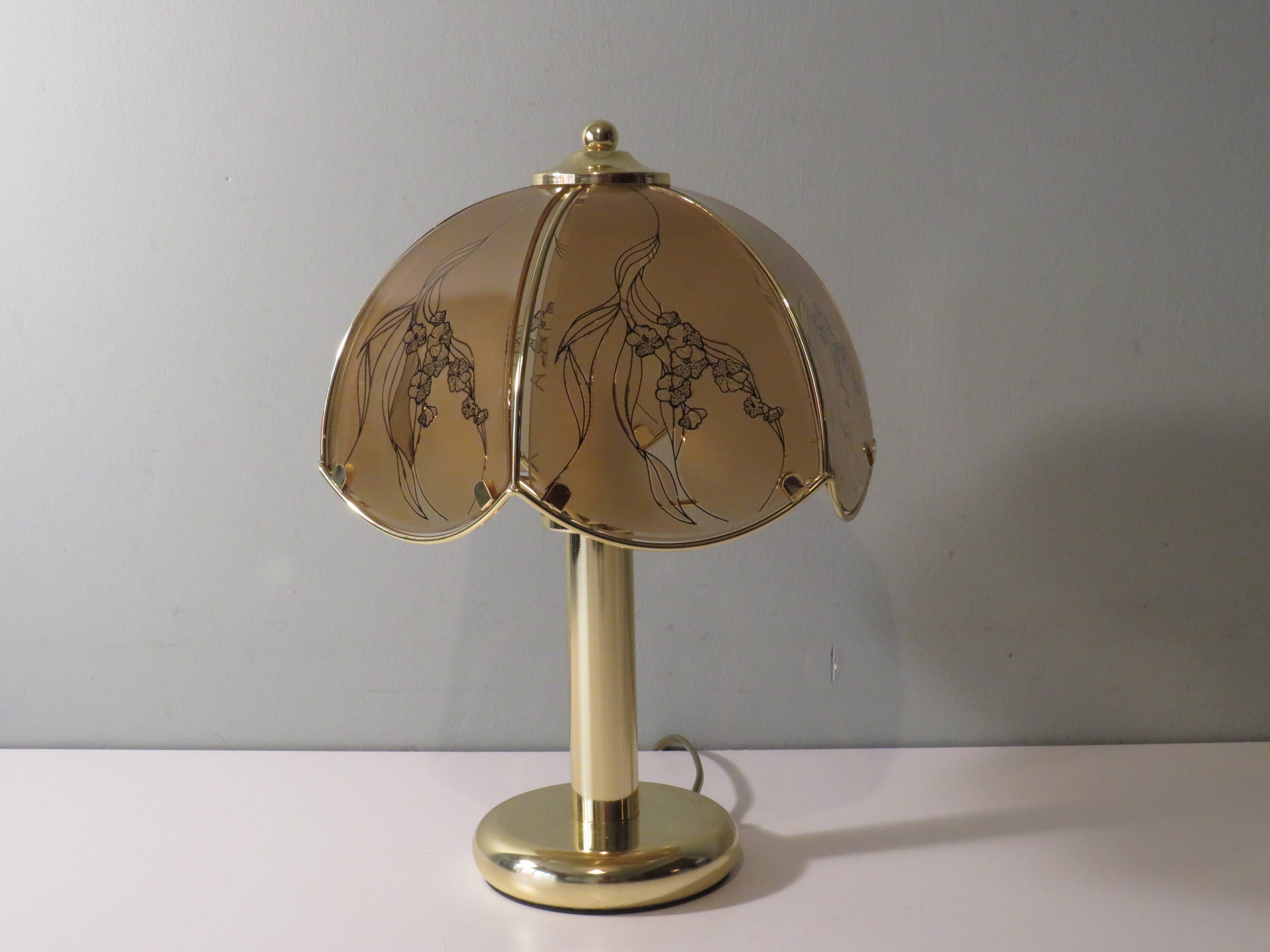 Vintage table lamp in brass and glass by Eglo, Austria 1970-1980