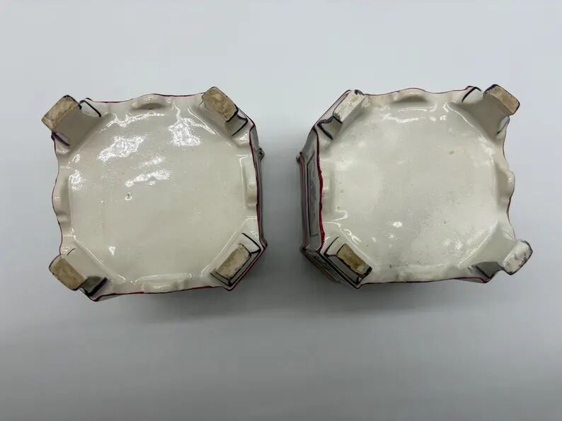 Pair of onion pots Samson 19th century Polychrome earthenware Strasbourg style Antique cache pots
