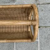 Vintage wicker and bamboo magazine rack