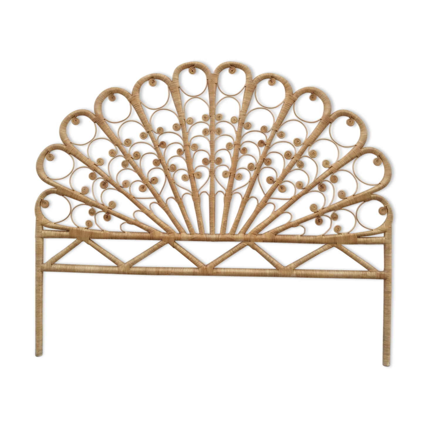 Vintage peacock wicker headboard