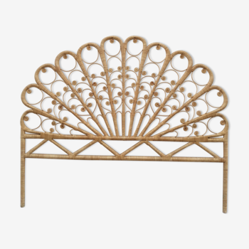 Vintage peacock wicker headboard