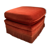 Vintage Jean Roche pouf in orange velvet with fringes