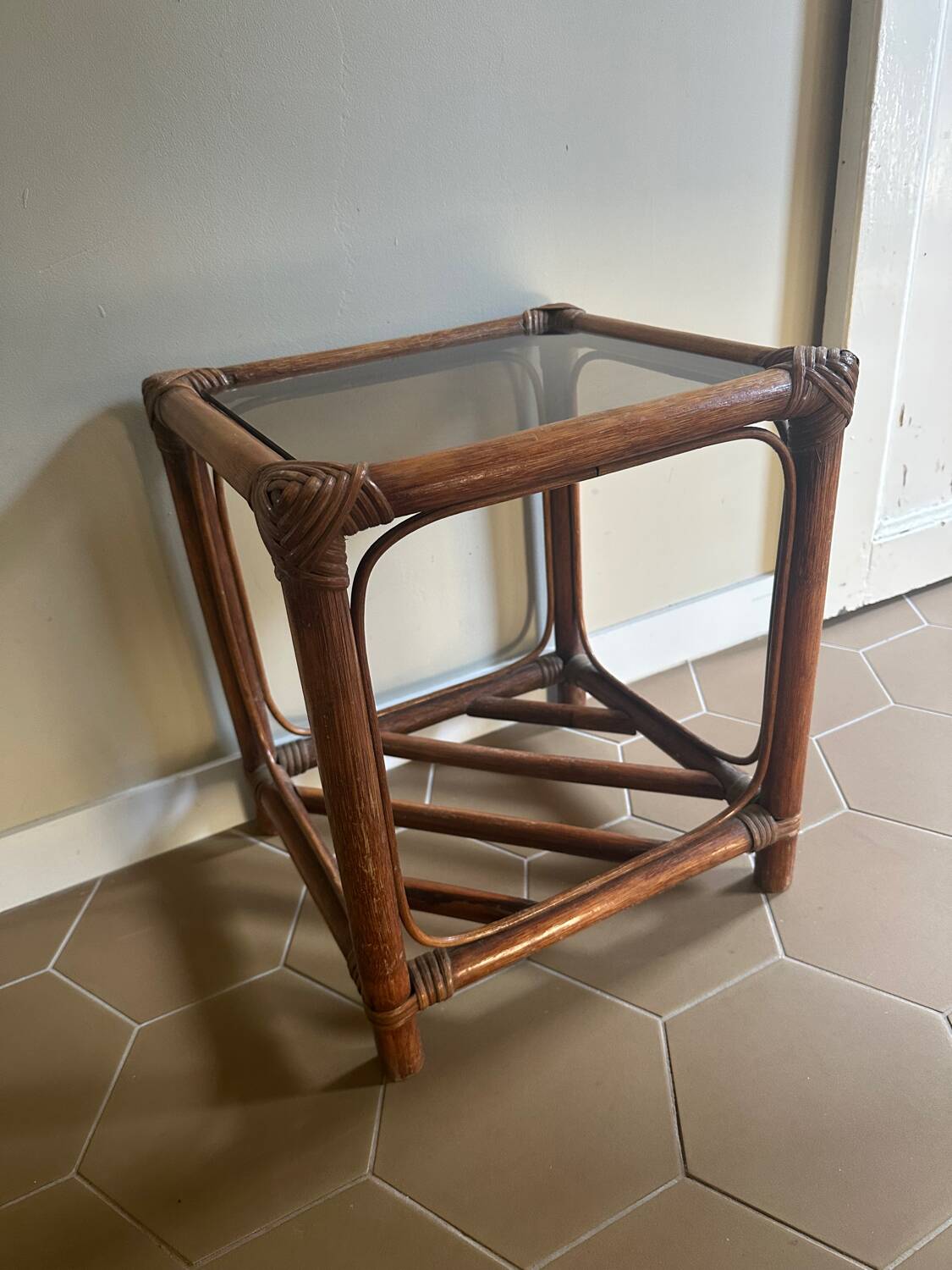 Bamboo and glass table