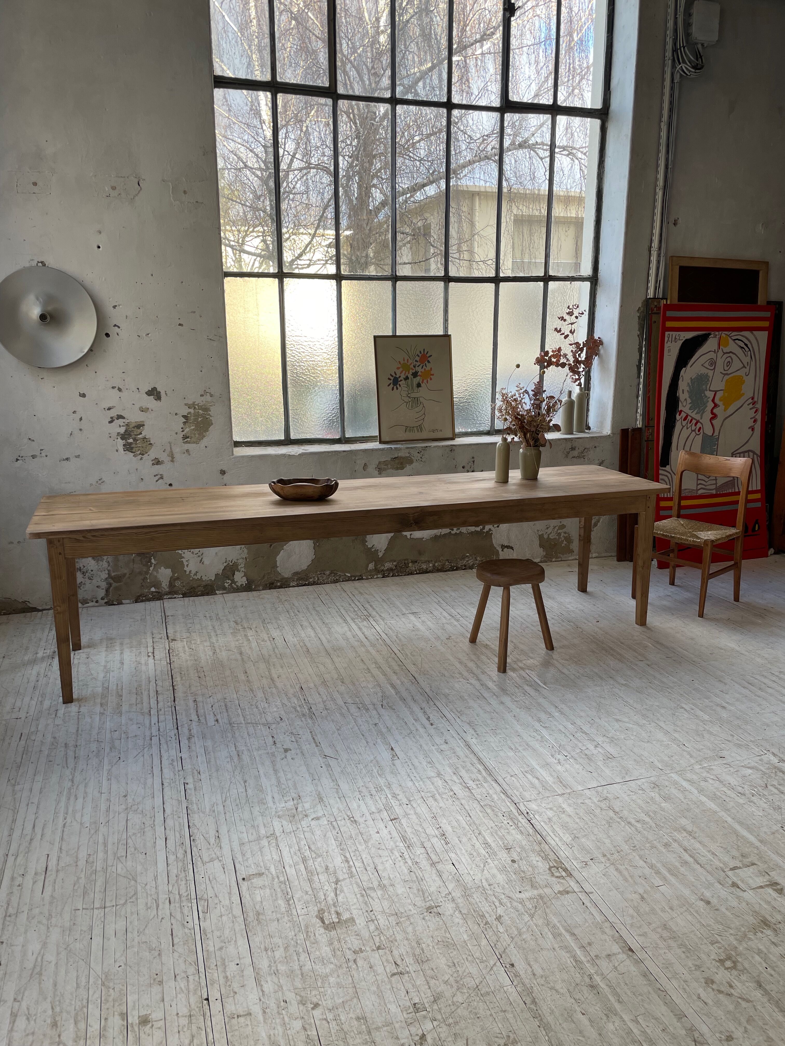 XL farmhouse table in beech and pine 3m