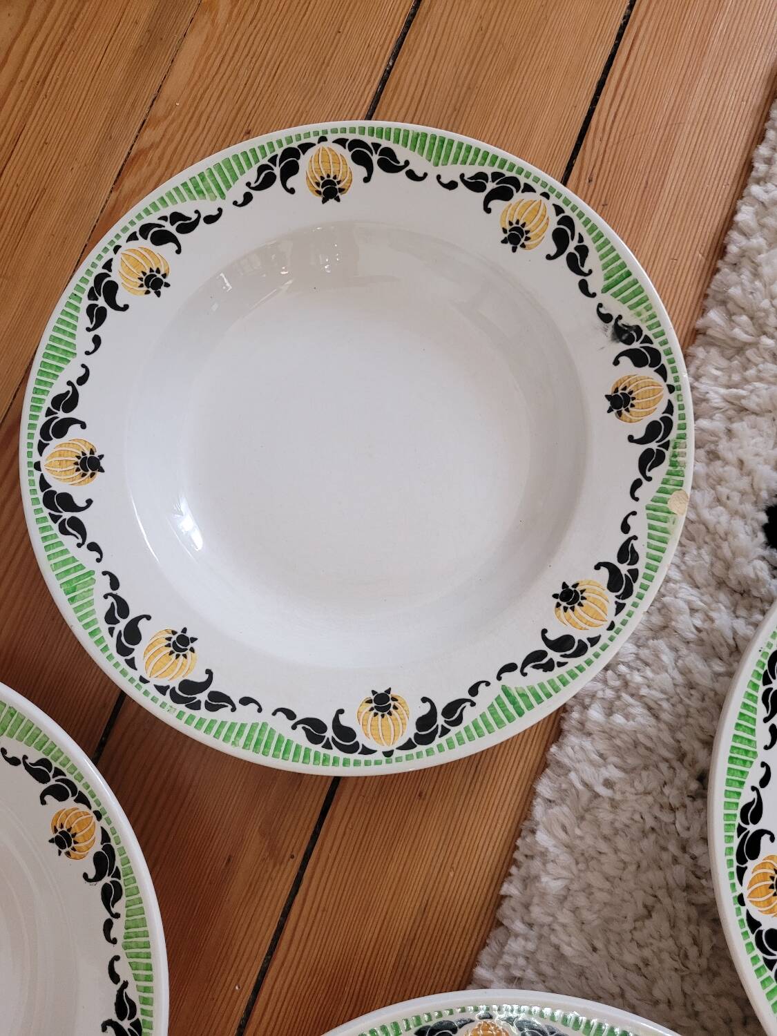 Set of 5 Maroussia Digoin Sarreguemines soup plates