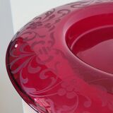 round centerpiece in engraved red glass