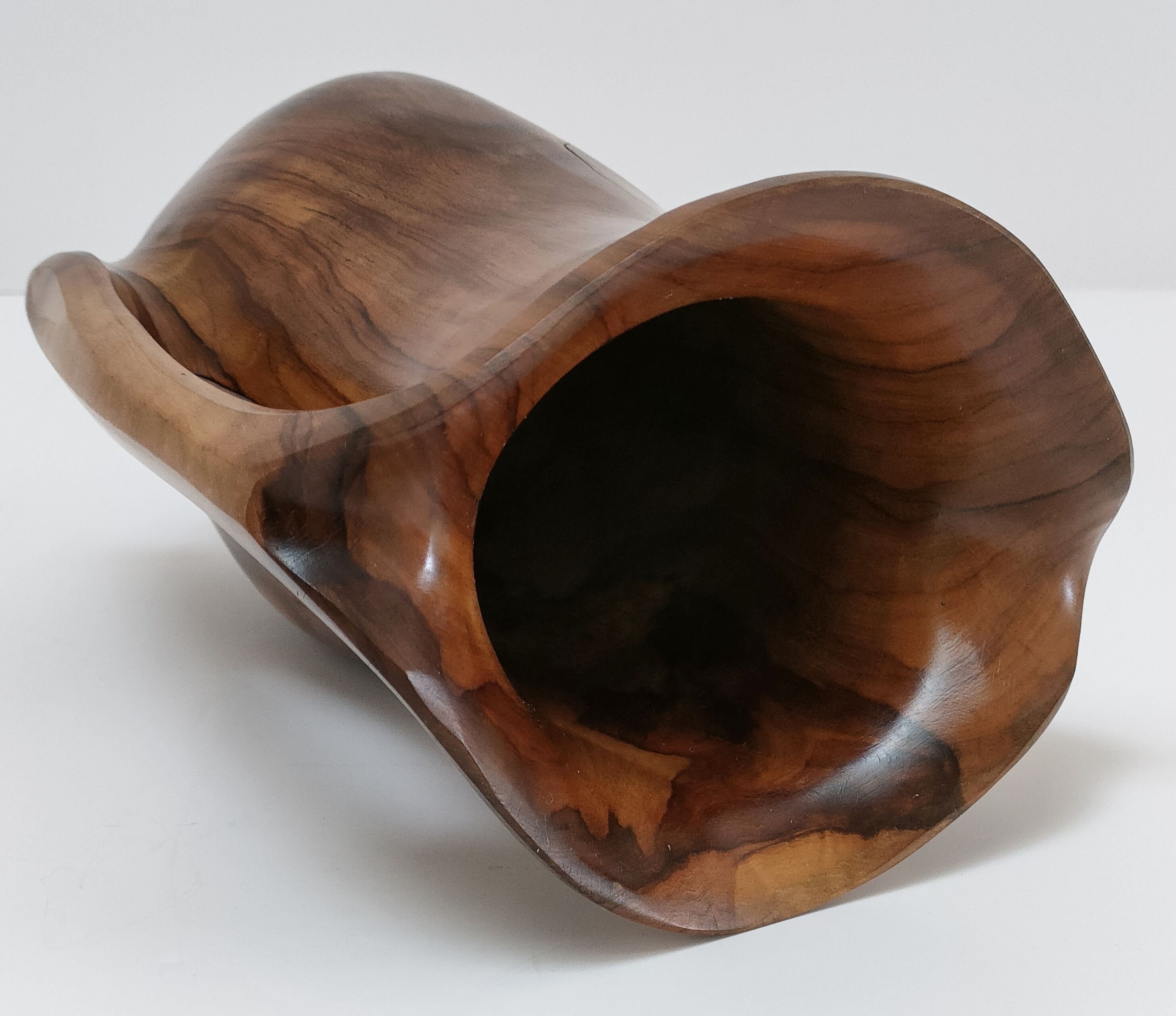 Sculptural pitcher olive wood design 60s